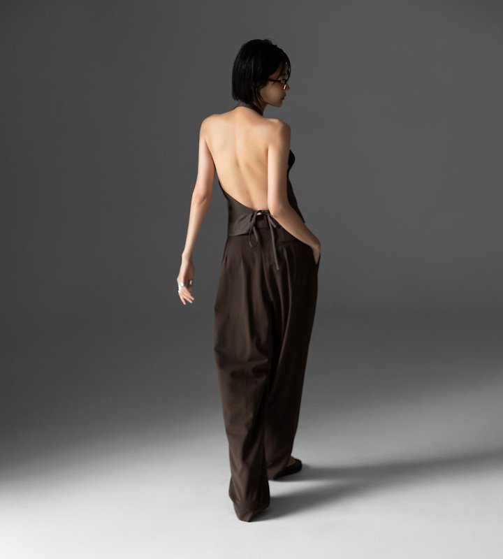 Paper Moon - Korean Women Fashion - #momslook - Back Open Tailored Halter Neck Vest - 9