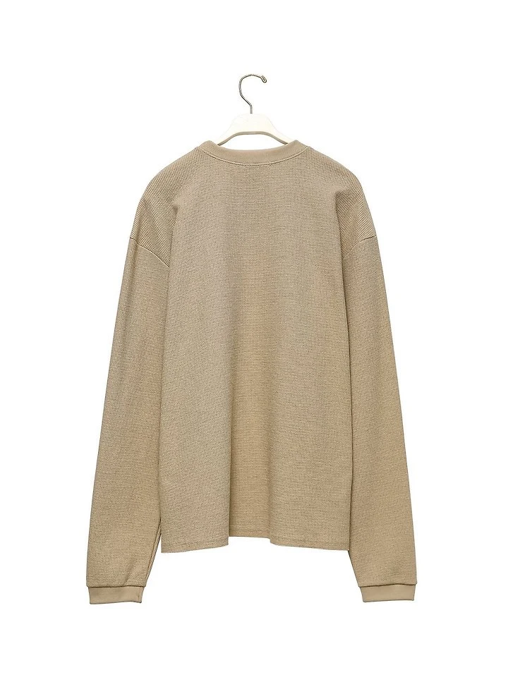 Paper Moon - Korean Women Fashion - #momslook - Waffle Fabric Oversized Long Sleeve Tee - 7
