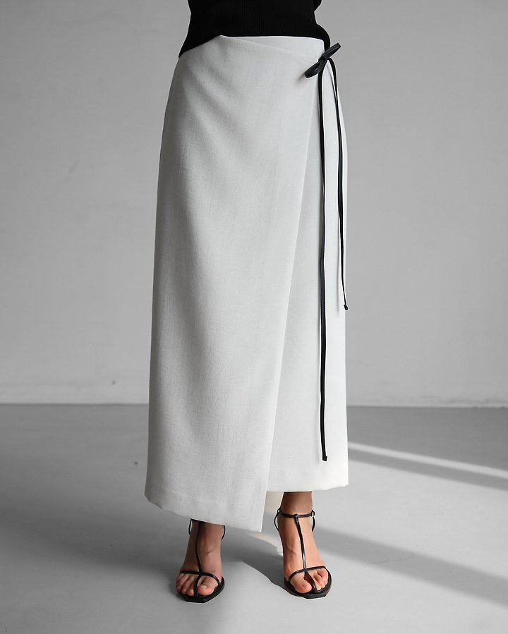 Paper Moon - Korean Women Fashion - #womensfashion - Linen Wrap Pencil Maxi Skirt - 4