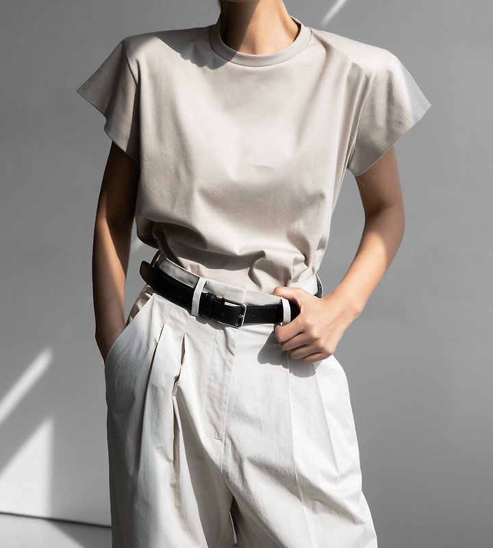 Paper Moon - Korean Women Fashion - #momslook - Padded Shoulder Wing Sleeve Tee - 3