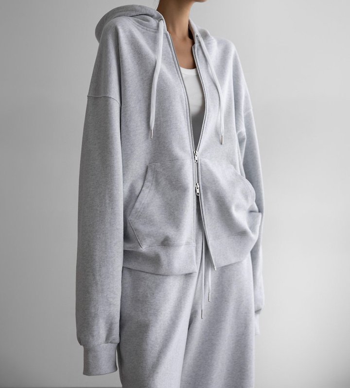 Paper Moon - Korean Women Fashion - #momslook - Classic Oversized Two-Way Zip-Up Hoodie - 2