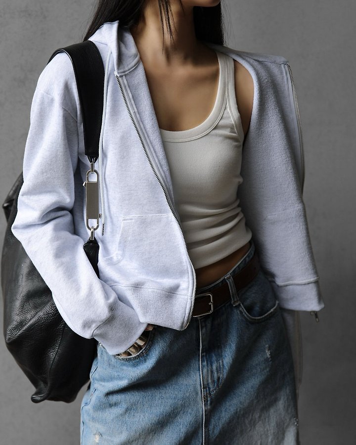 Paper Moon - Korean Women Fashion - #momslook - Classic Slim Fit Two-Way Zip-Up Hoodie - 5