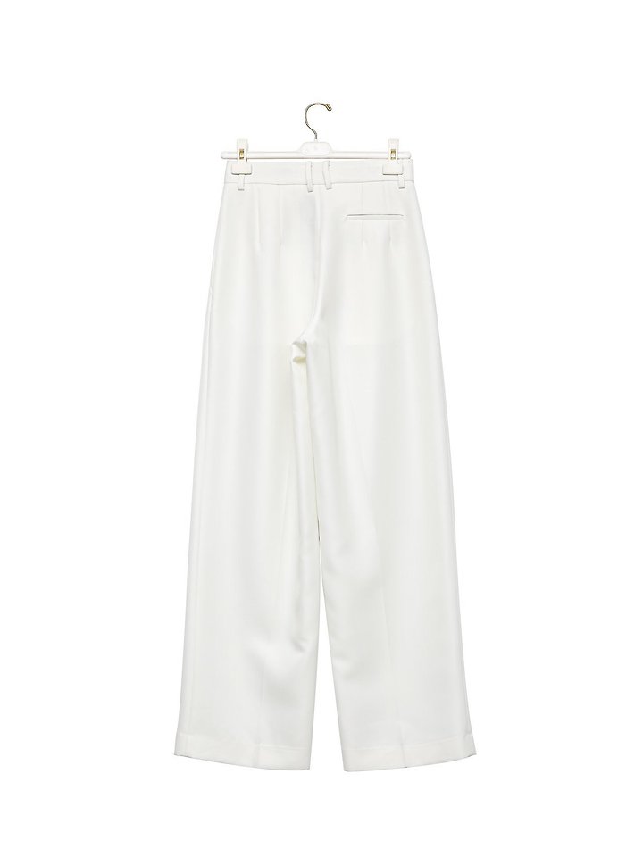 Paper Moon - Korean Women Fashion - #momslook - Twill Texture Low Waist Double Pleated Wide Trousers - 6