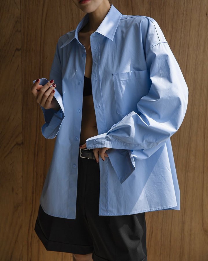 Paper Moon - Korean Women Fashion - #momslook - Oversized Wrap Drape Shirt - 2