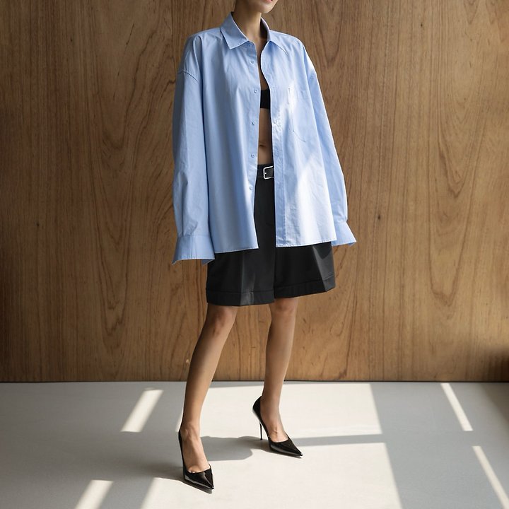 Paper Moon - Korean Women Fashion - #momslook - Oversized Wrap Drape Shirt - 4