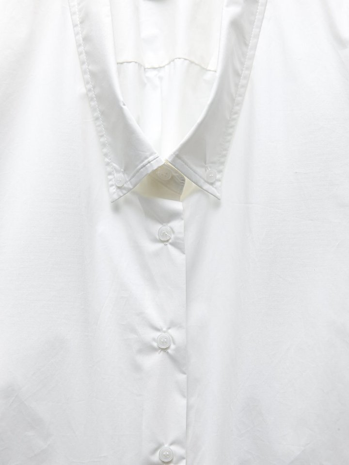 Paper Moon - Korean Women Fashion - #momslook - Low Collar Point Paper Button-Down Shirt - 10