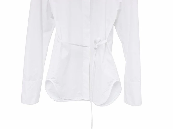 Paper Moon - Korean Women Fashion - #momslook - Padded Shoulder Button-Down Cotton Shirt - 12