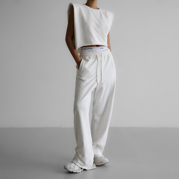 Paper Moon - Korean Women Fashion - #momslook - Cut-Out Detail Wide Sweat Trousers