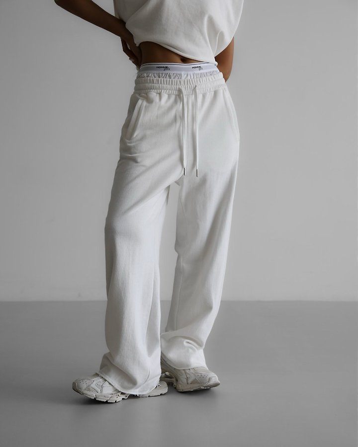 Paper Moon - Korean Women Fashion - #momslook - Cut-Out Detail Wide Sweat Trousers - 3