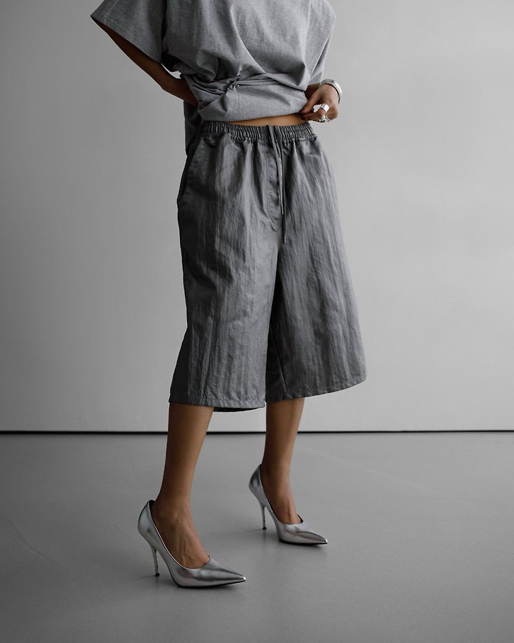 Paper Moon - Korean Women Fashion - #momslook - Tech Leather Bermuda Pants