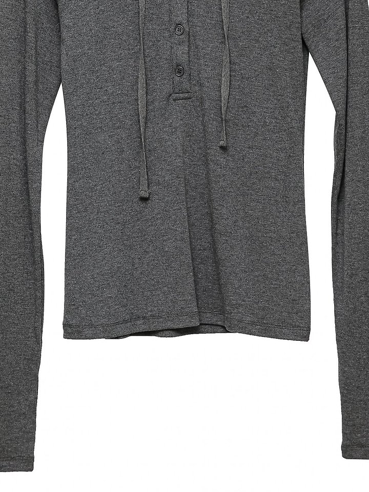 Paper Moon - Korean Women Fashion - #momslook - Finger Hole Sleeve Button Point Jersey Hoodie - 9