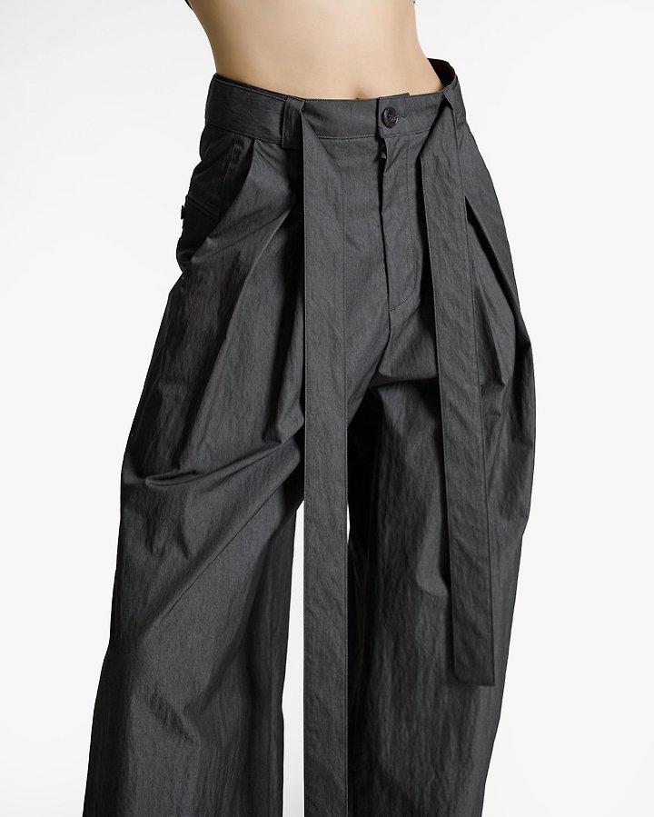Paper Moon - Korean Women Fashion - #momslook - Double Pleated Belt Wide Trousers - 2