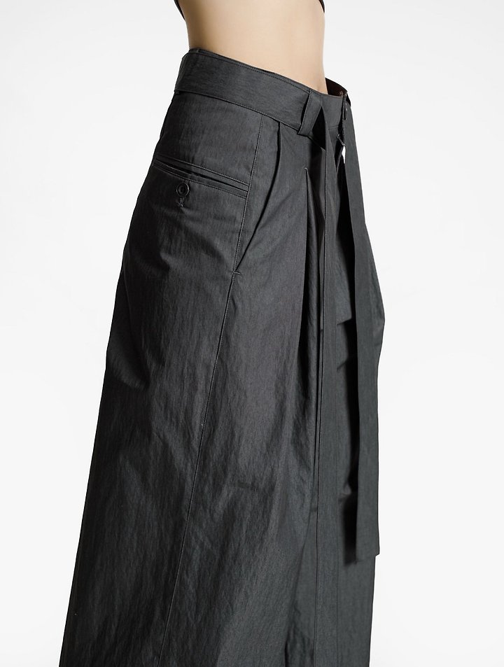 Paper Moon - Korean Women Fashion - #womensfashion - Double Pleated Belt Wide Trousers - 4