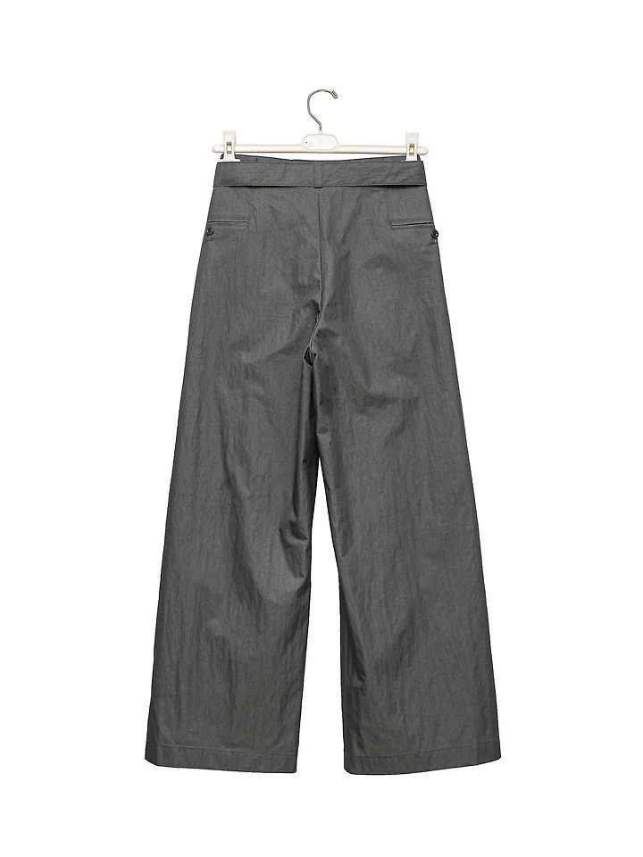Paper Moon - Korean Women Fashion - #momslook - Double Pleated Belt Wide Trousers - 6