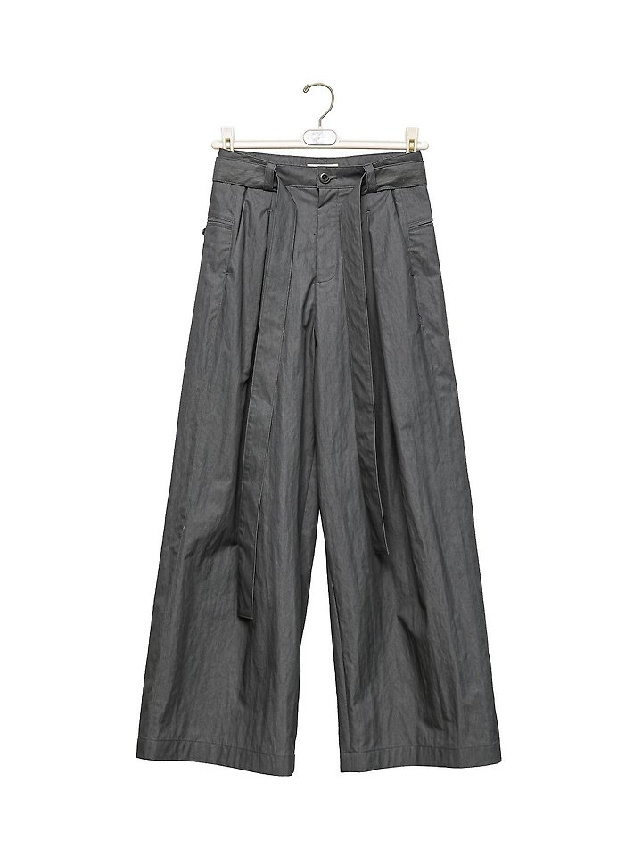 Paper Moon - Korean Women Fashion - #momslook - Double Pleated Belt Wide Trousers - 7