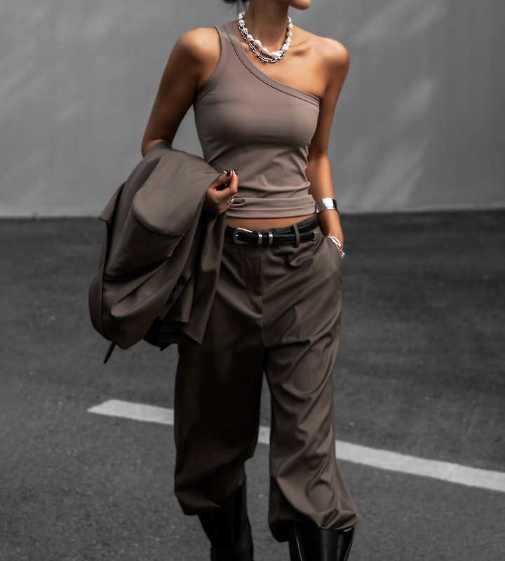 Paper Moon - Korean Women Fashion - #momslook - Diagonal One-Shoulder Tank Top