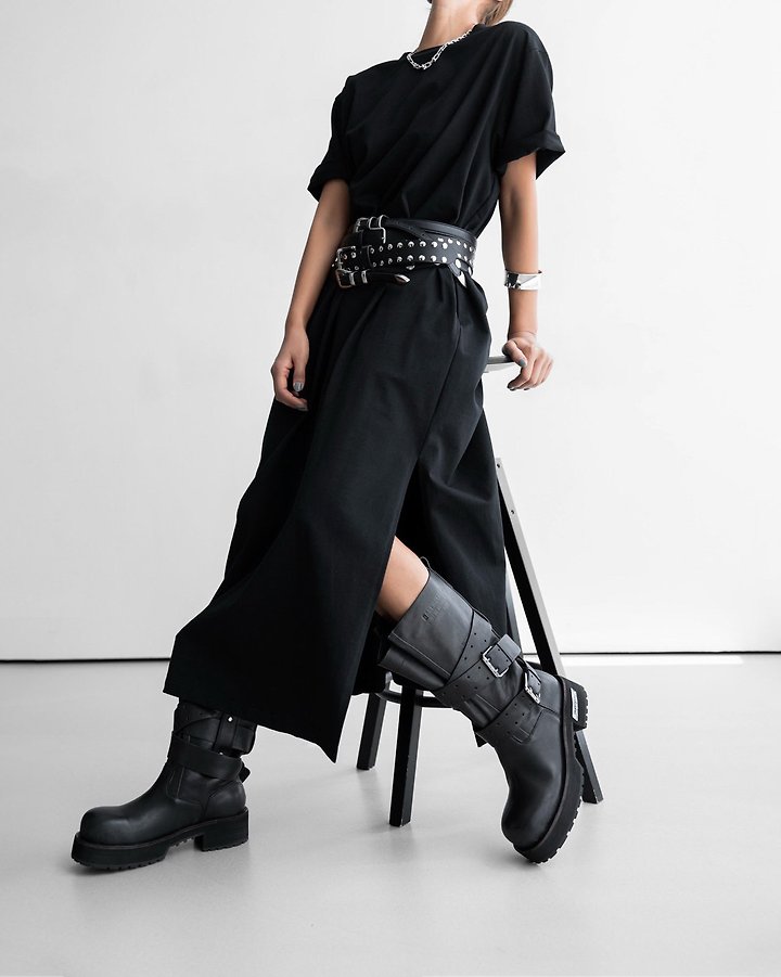 Paper Moon - Korean Women Fashion - #momslook - One-Side Slit Detail Oversized Maxi One-piece