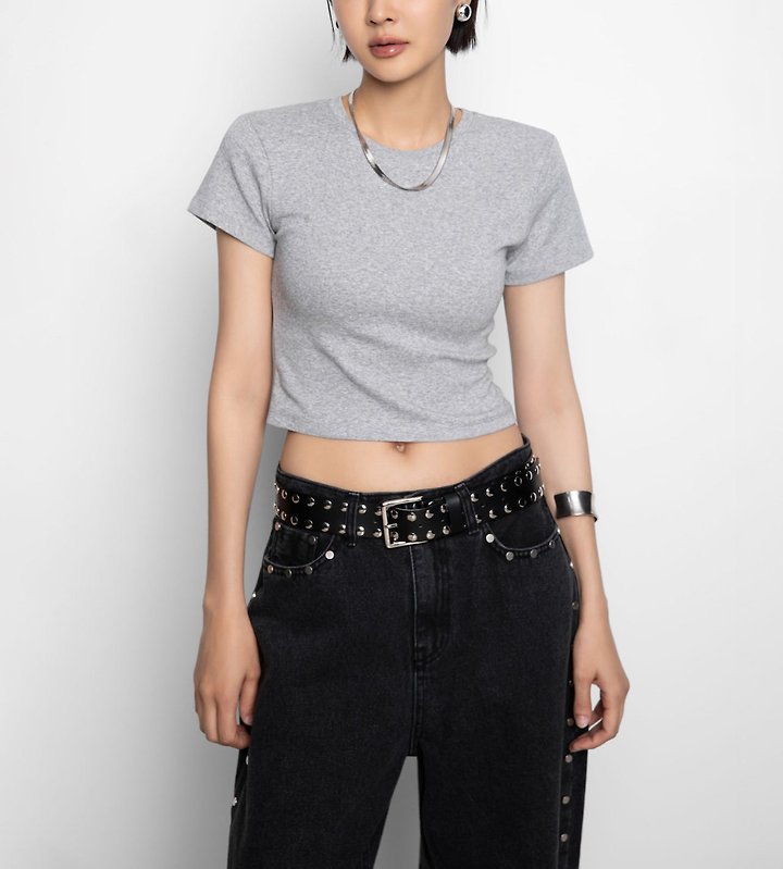 Paper Moon - Korean Women Fashion - #momslook - Essential Crop Tee - 5