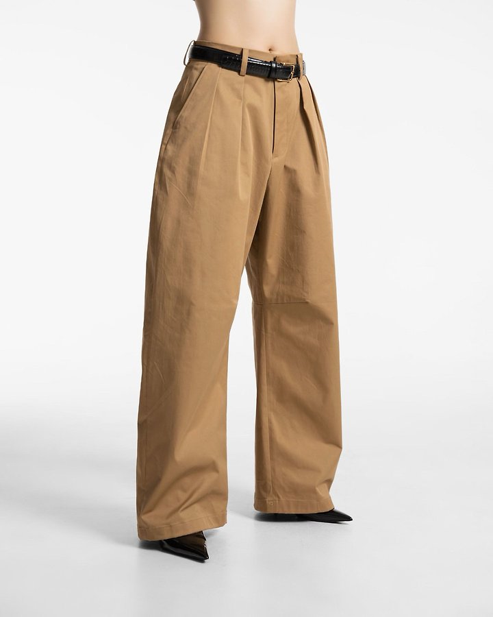 Paper Moon - Korean Women Fashion - #momslook - Curve Volume Wide Chino Pants - 3