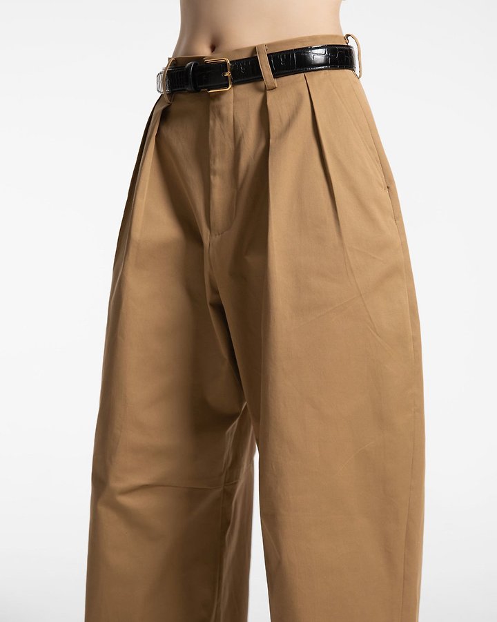Paper Moon - Korean Women Fashion - #momslook - Curve Volume Wide Chino Pants - 5