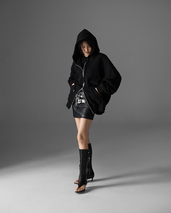 Paper Moon - Korean Women Fashion - #womensfashion - Classic Oversized Two-Way Zip-Up Hoodie - 4