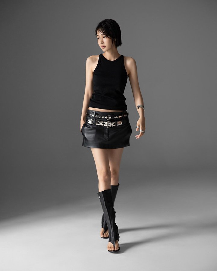 Paper Moon - Korean Women Fashion - #momslook - Double Low Waist Vegan Mini Skirt - 3