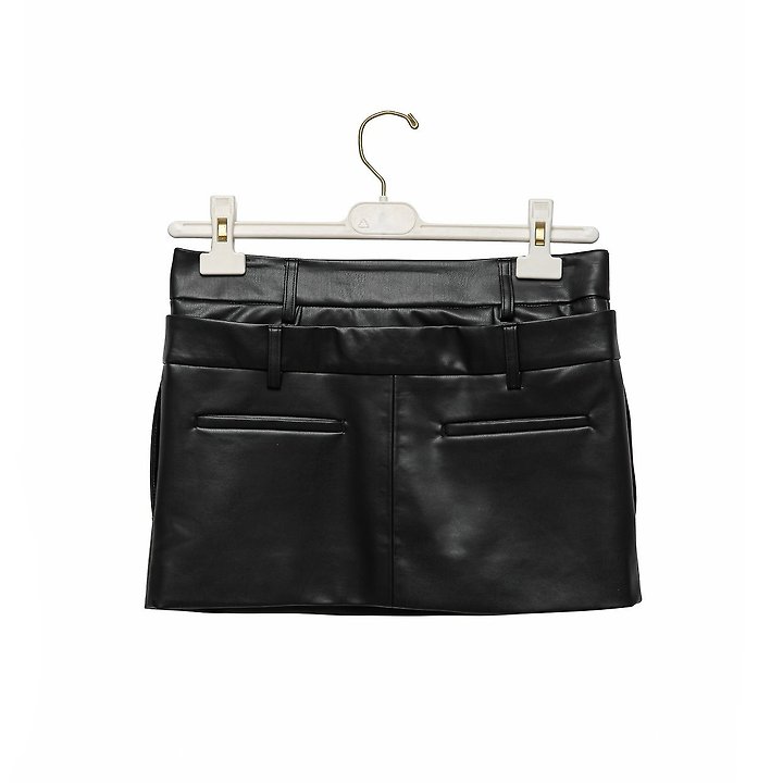 Paper Moon - Korean Women Fashion - #momslook - Double Low Waist Vegan Mini Skirt - 7