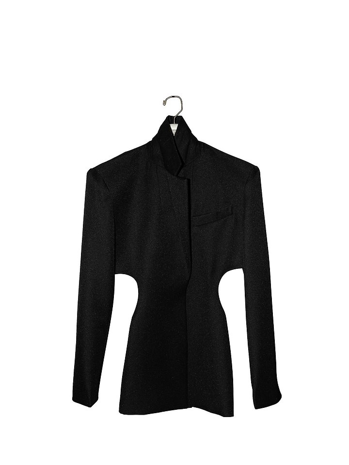 Paper Moon - Korean Women Fashion - #momslook - Square Shoulder Cut-Out Waist Detail Minimal Blazer - 8