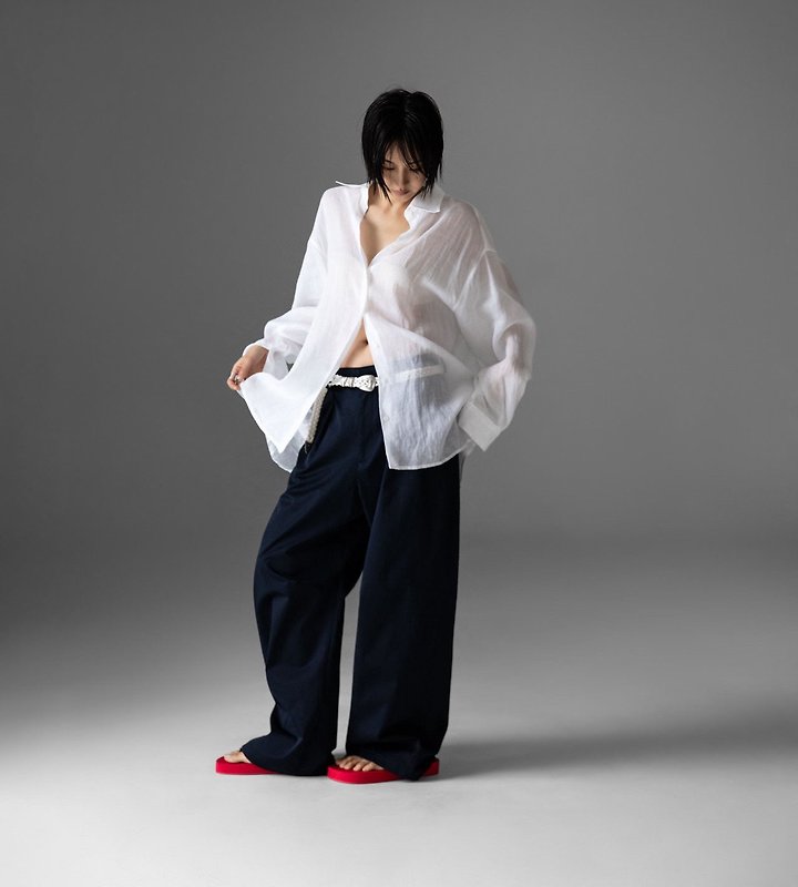 Paper Moon - Korean Women Fashion - #momslook - Vivid Oversized Linen Button-Down Shirt - 2