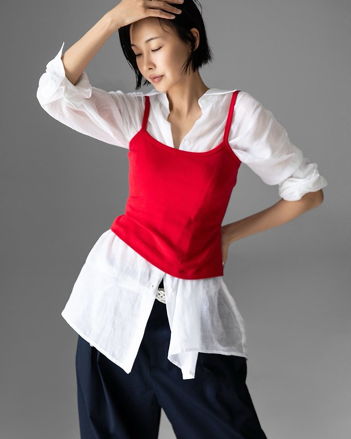 Paper Moon - Korean Women Fashion - #momslook - Vivid Oversized Linen Button-Down Shirt - 6