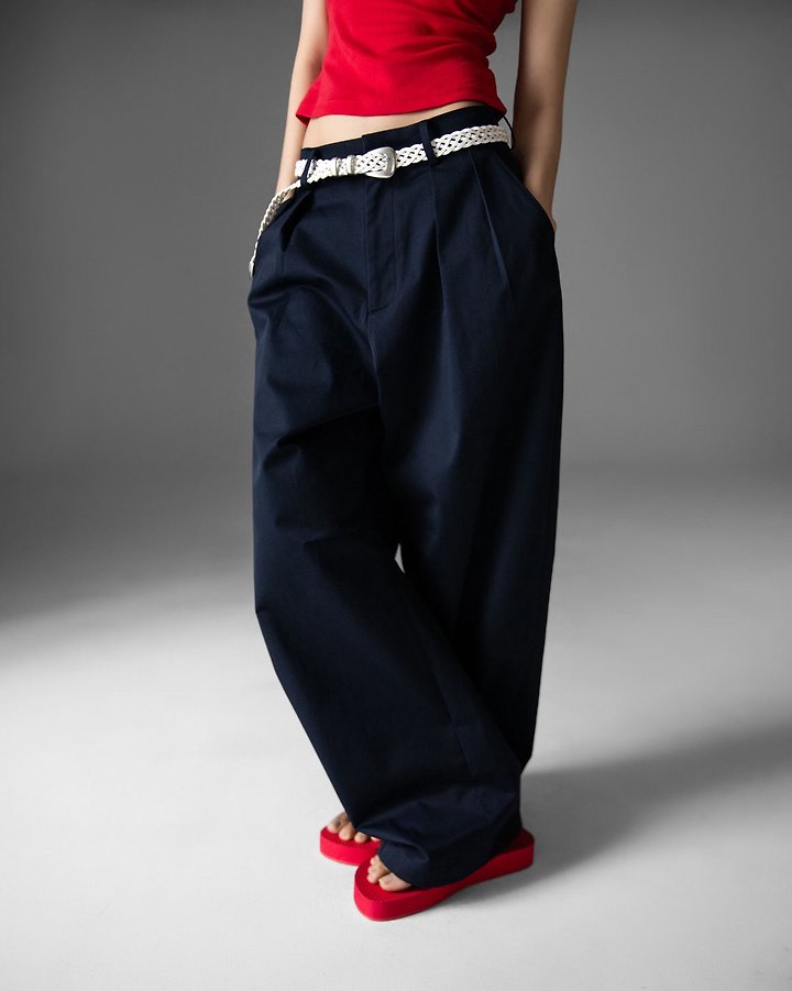Paper Moon - Korean Women Fashion - #momslook - Curve Volume Wide Chino Pants