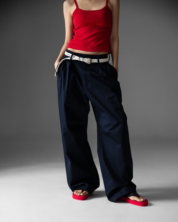 Paper Moon - Korean Women Fashion - #momslook - Curve Volume Wide Chino Pants - 3