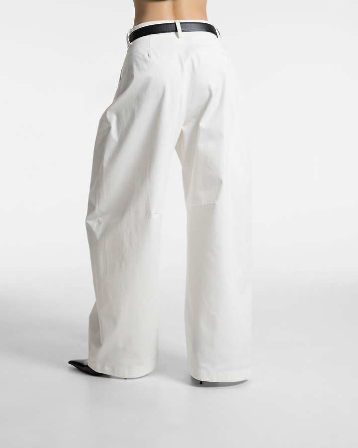 Paper Moon - Korean Women Fashion - #momslook - Curve Volume Wide Chino Pants - 4