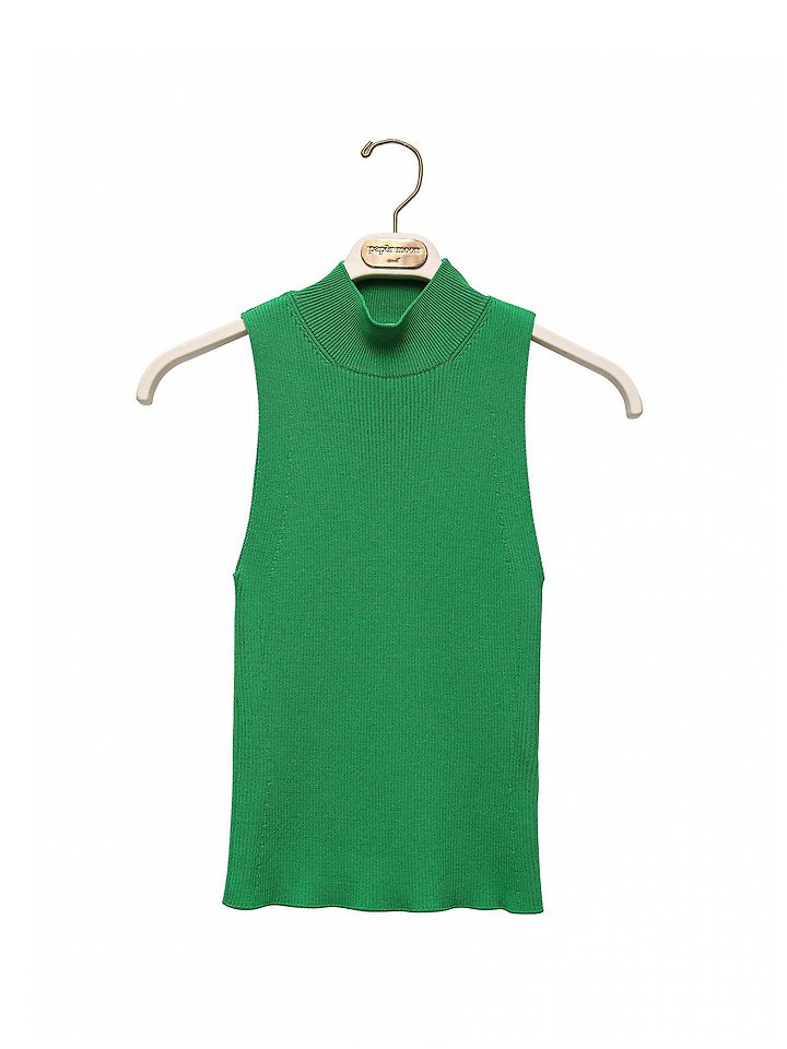 Paper Moon - Korean Women Fashion - #momslook - High Neck Rib Sleeveless Crop Knit Top - 6