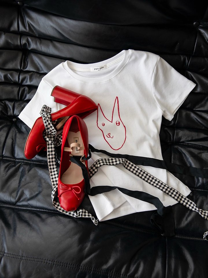 Paper Moon - Korean Women Fashion - #momslook - Little Bunny Crop Tee - 10