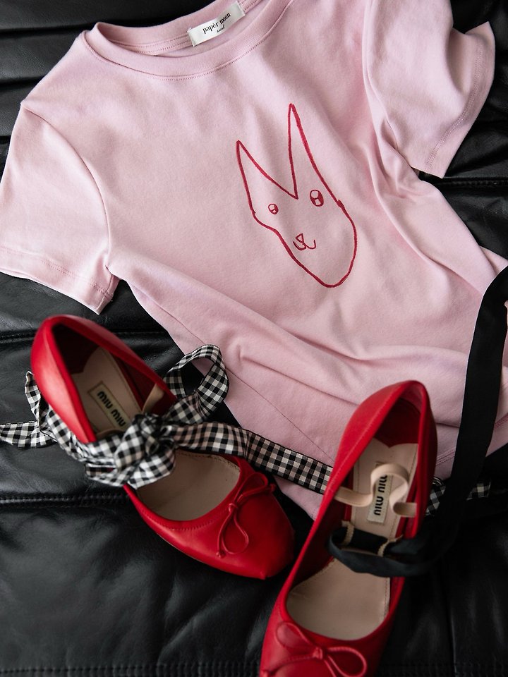 Paper Moon - Korean Women Fashion - #momslook - Little Bunny Crop Tee - 2