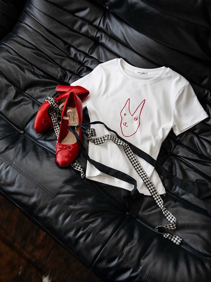 Paper Moon - Korean Women Fashion - #momslook - Little Bunny Crop Tee - 8