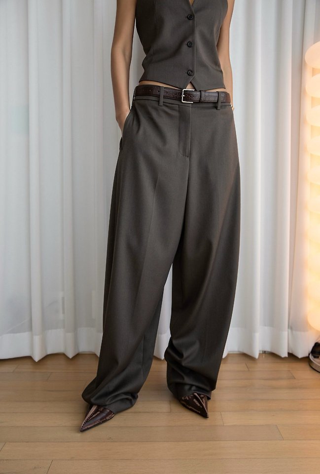 Paper Moon - Korean Women Fashion - #momslook - Wool Silk Low Trousers