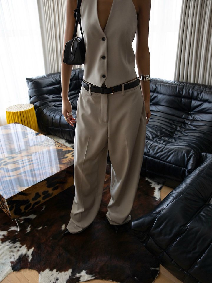 Paper Moon - Korean Women Fashion - #momslook - Wool Silk Low Trousers - 11