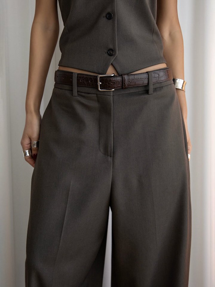 Paper Moon - Korean Women Fashion - #momslook - Wool Silk Low Trousers - 5