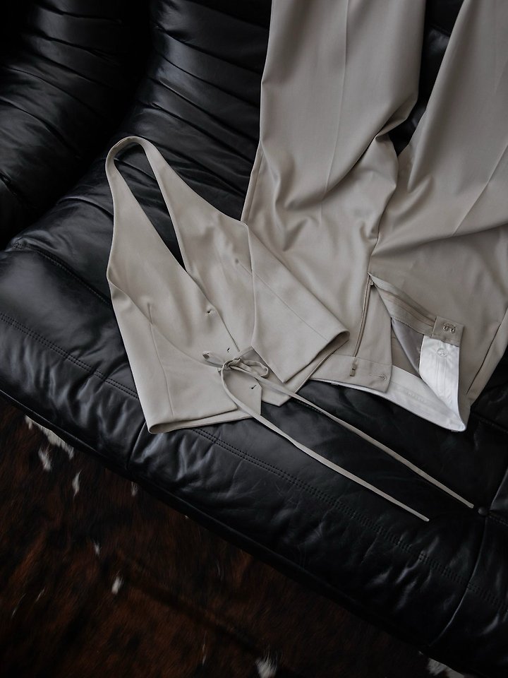 Paper Moon - Korean Women Fashion - #momslook - Back Open Tailored Halter Neck Vest - 8