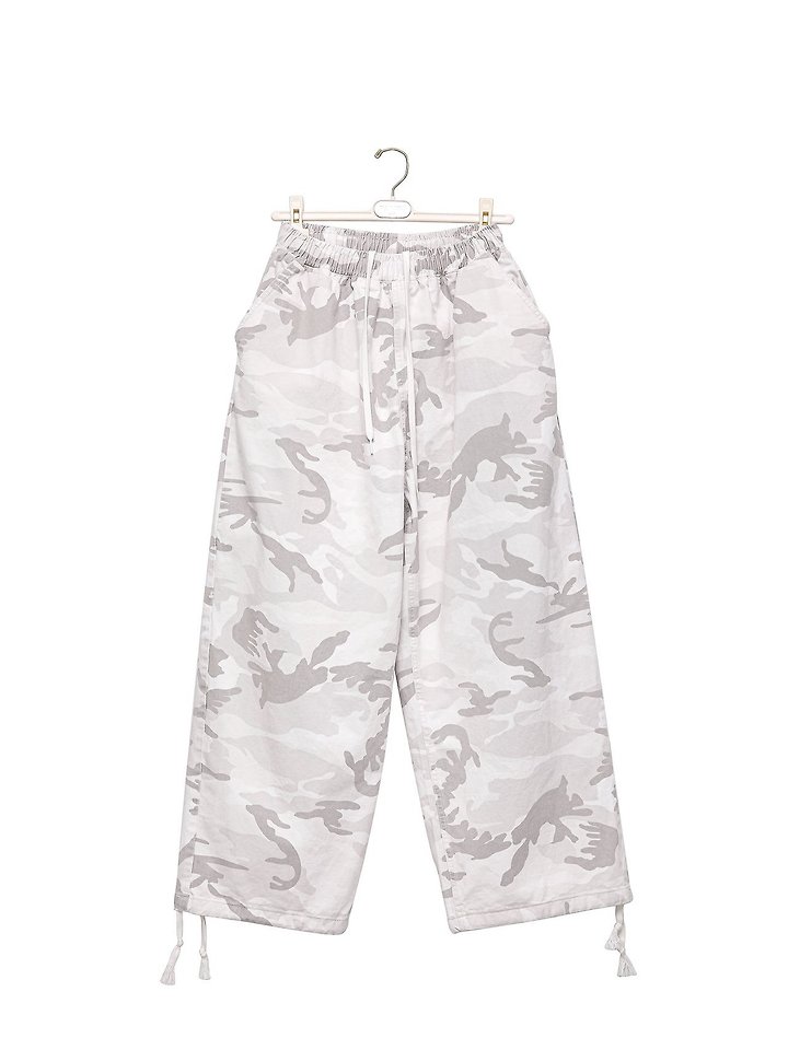 Paper Moon - Korean Women Fashion - #momslook - Camouflage Cotton Banded Maxi Wide Trousers - 5