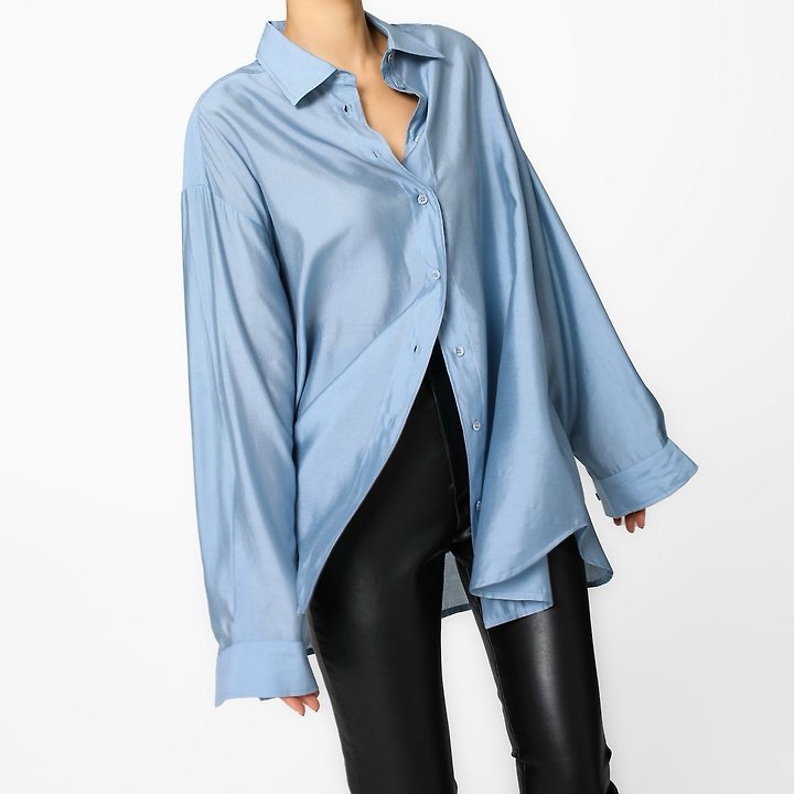 Paper Moon - Korean Women Fashion - #momslook - Sheer Silky Classic Button-Down Shirt