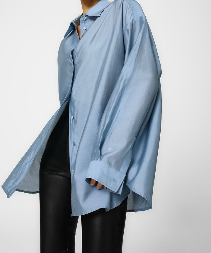Paper Moon - Korean Women Fashion - #momslook - Sheer Silky Classic Button-Down Shirt - 3