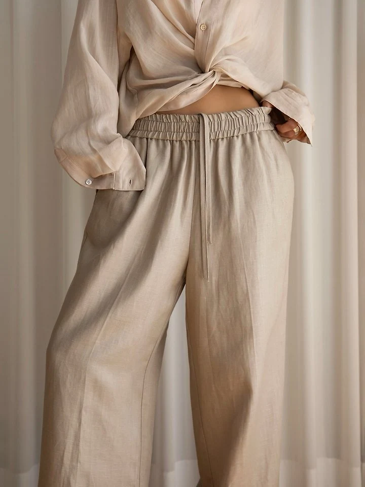 Paper Moon - Korean Women Fashion - #momslook - Linen Drawstring Trousers - 4