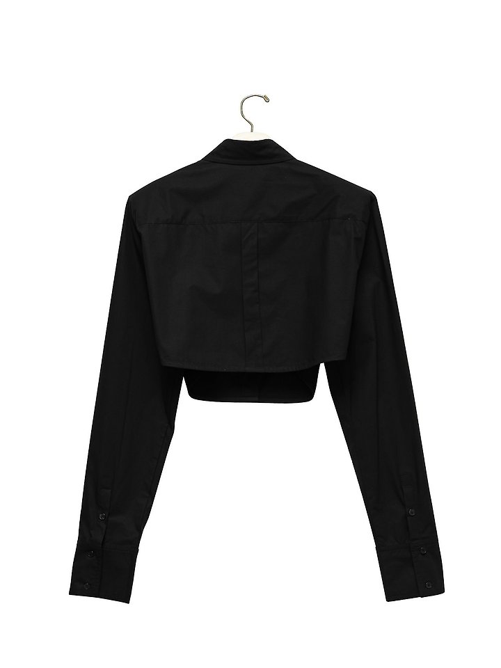 Paper Moon - Korean Women Fashion - #momslook - Classic Shoulder Pad Crop Button-Down Shirt - 8