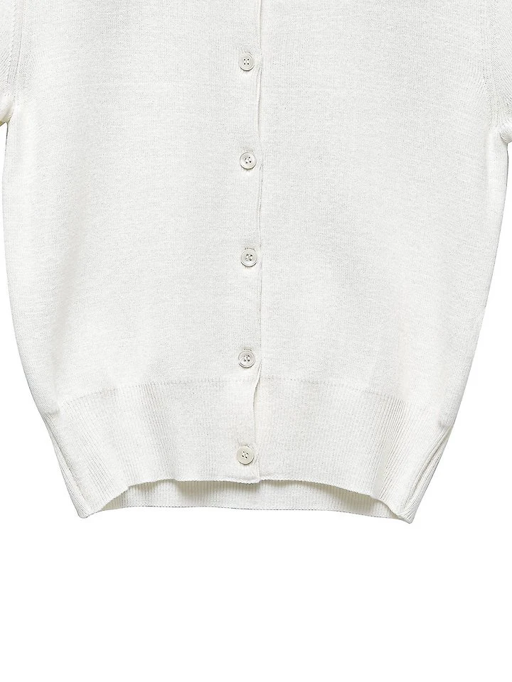 Paper Moon - Korean Women Fashion - #momslook - Collar Short Sleeve Button Cardigan - 9