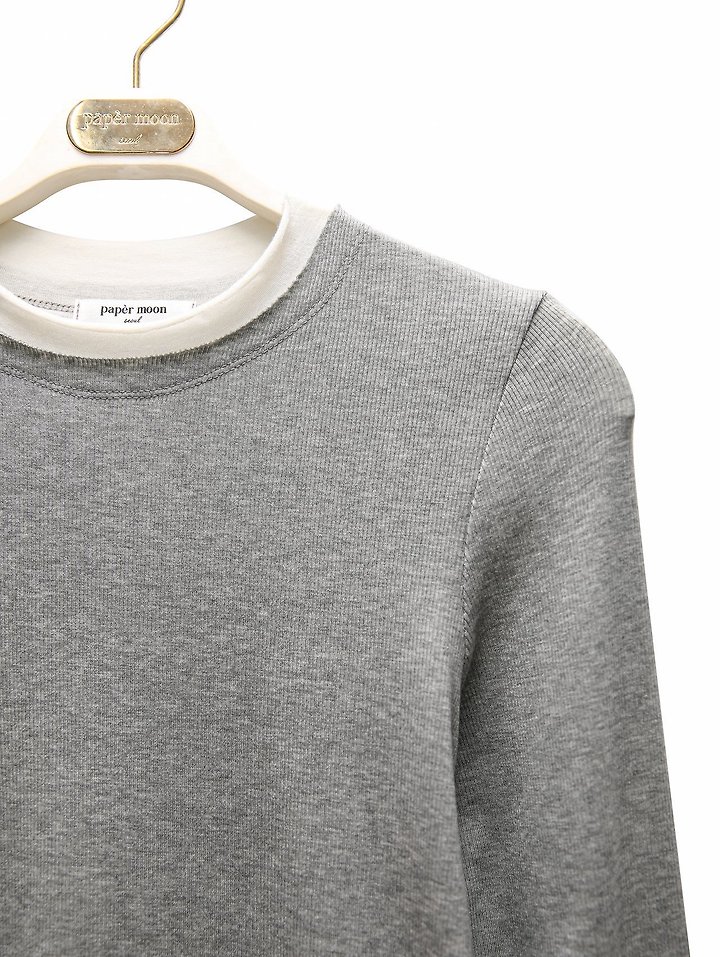 Paper Moon - Korean Women Fashion - #momslook - Layered Detail Ribbed Long Sleeve Tee - 8