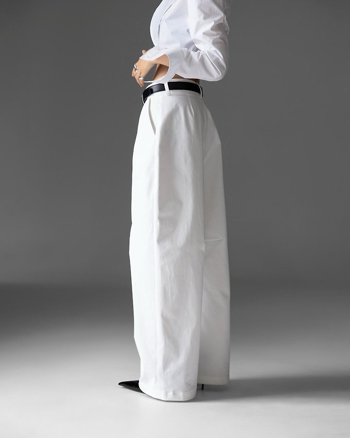 Paper Moon - Korean Women Fashion - #momslook - Curve Volume Wide Chino Pants - 6