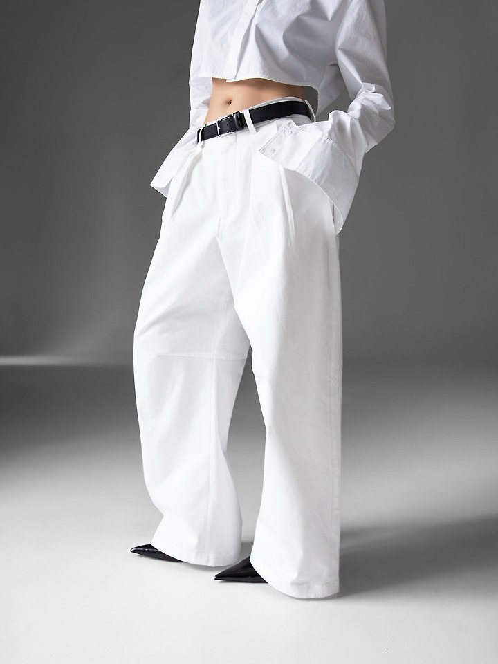 Paper Moon - Korean Women Fashion - #momslook - Curve Volume Wide Chino Pants - 8